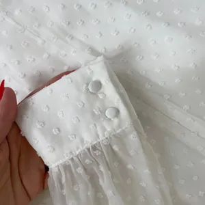 Lulus Much Love White Swiss Dot Tie Front Long Sleeve Mini Dress Small NWT thumbnail 10