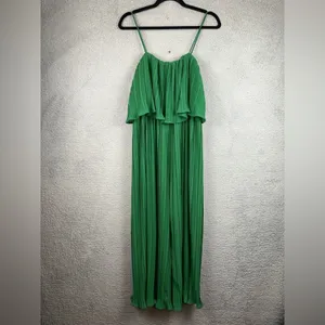 Ethan N Joy Jumpsuit Womens Small Green Wide Leg Pleated Spaghetti Strap Whimsy thumbnail 2