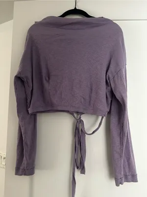 We The Free Lavender Ribbed Cropped Tie-Back Top thumbnail 1