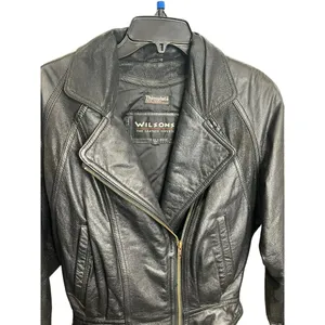 Wilsons Black Leather Motorcycle Jacket Vintage Biker Harley Davidson Size‎ XS thumbnail 3