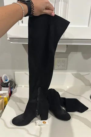 A New Day Black Suede Thigh-High Boots thumbnail 1