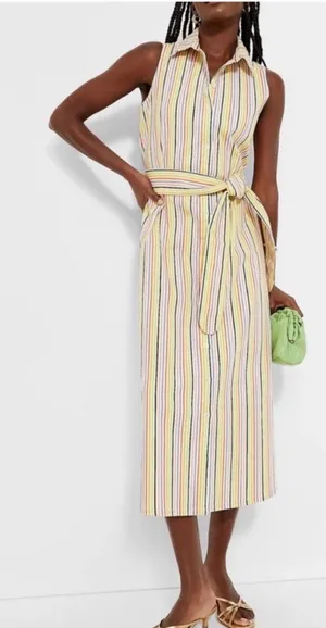 Tuckernuck Pomander Place Rainbow Stripe Sleeveless Riley Dress Medium Preppy thumbnail 1