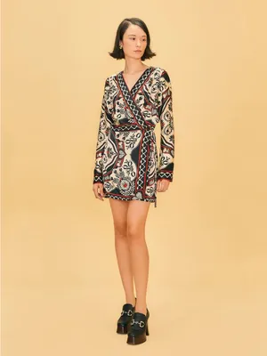 Farm Rio Passion Scarf Wrap Mini Dress XS thumbnail 5