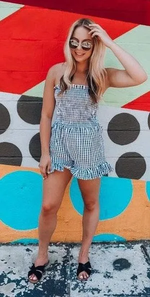 Gingham Sleeveless Romper Size M thumbnail 1