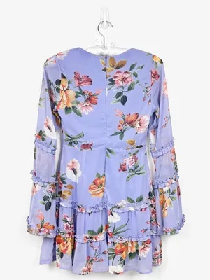 Lulus Women’s From My Heart Lavender Floral Print Long Sleeve Mini Dress Size S thumbnail 12