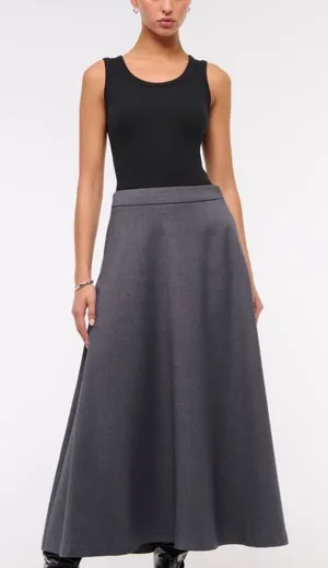 NWT Abercrombie & Fitch Maxi A-Line Gray Skirt Size Medium Tall thumbnail 1