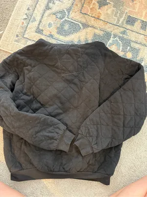 Aviator Nation Quilted Black Relaxed Pullover Hoodie - Unisex thumbnail 8