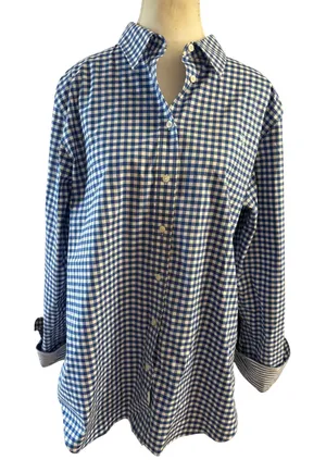 Lauren Ralph Lauren Blue Checkered Long Sleeve Button Down Size XL thumbnail 1