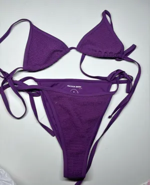 PacSun Purple Textured Triangle String Bikini thumbnail 1