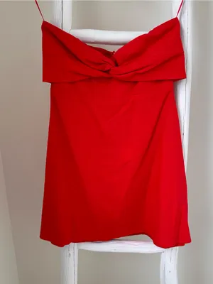 Cotton Candy LA Red Linen Keyhole Dress Size Medium thumbnail 5