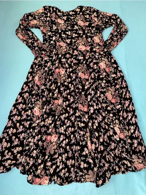 UNBRANDED Broomstick mixed print ditzy floral tea rose round neckline size L thumbnail 3
