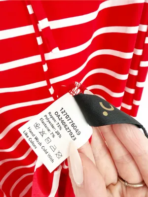 NWT Commense Striped Strapless Midi Tube Dress Women's M Red‎ White Coastal thumbnail 6