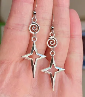 Handmade sparkle star & swirl grunge y2k street style dangle earrings💫🌀 thumbnail 4