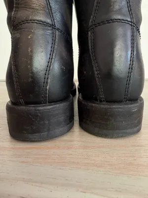 Vintage Frye Veronica Combat Boots Black Antiqued Leather Distressed Heritage 7B thumbnail 9