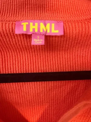 THML Women's Orange Collared V-Neck Sweater Women’s size Small thumbnail 4
