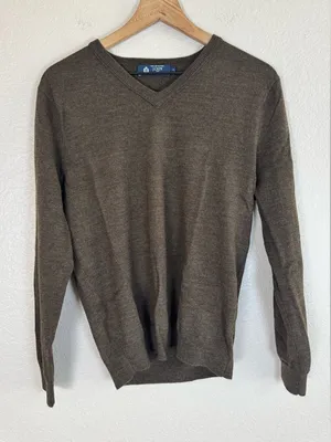 J. Crew Vintage Women’s Merino Wool Brown V Neck Sweater size Small $118 thumbnail 1