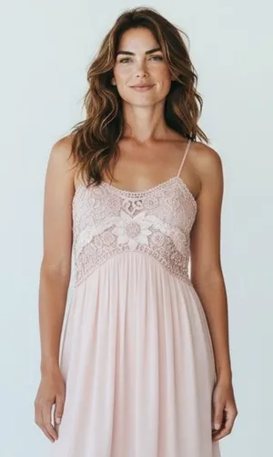 SUE WONG Crochet Blush Cocktail Mini Dress Size 0 thumbnail 1