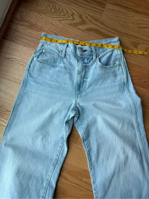 AMO Frida Crop Jeans 26 Light Wash High Rise Wide Leg Denim thumbnail 8
