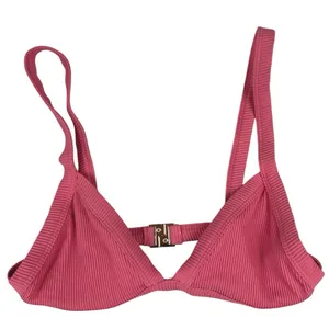 Meshki Pink Ribbed Knit 2 Piece Beach Swimsuit Swimwear Bikini Set Size L & M thumbnail 3