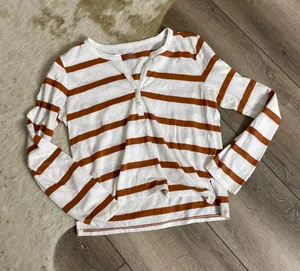 Aerie Striped Henley Long Sleeve Top thumbnail 1
