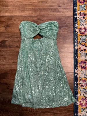 Hello Molly SPARKLES FLYING SEQUINS MINI DRESS SAGE thumbnail 5
