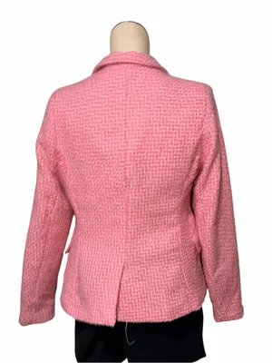 NWT EXPRESS $148 Hourglass Tweed Pink Bouclé Single-Button Blazer Jacket Medium thumbnail 6