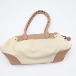Bueno Two Tone Cream Tan Pebbled Faux Leather Shoulder Bag Gold Hardware thumbnail 3