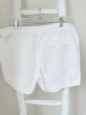 Old Navy White Drawstring Linen Blend 4” Shorts Size Large thumbnail 2