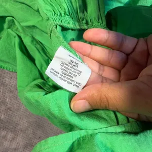 BOII Green Smocked Puff Sleeve Maxi Dress XS Cotton Tiered Ruffle Cottagecore thumbnail 6