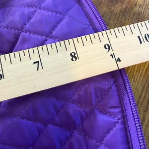 Belvah Purple Quilted Shoulder Bag Check Lining Zip Top Medium Tote Purse Casual thumbnail 12