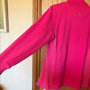 FOOTJOY Fleece Jacket‎ Women Medium Hot Pink Asymmetrical Zip Thumbholes Golf thumbnail 12