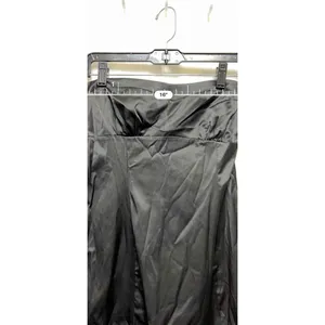 Misope Womens Black Satin Strapless Ruffle Hem Mini Dress Size L Women thumbnail 5