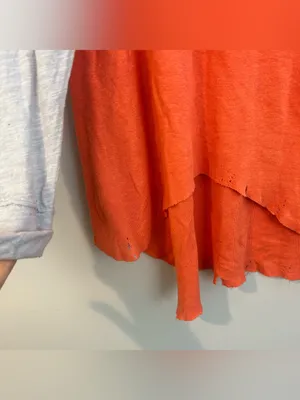 NWT We The Free People Star Henly Orange & Grey Distressed Oversized Top Small thumbnail 11