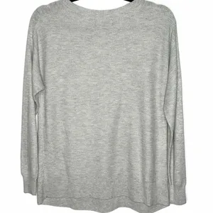 American Eagle Crew Neck Waffle Knit Top Long Sleeve Shirt Grey Size Small thumbnail 2