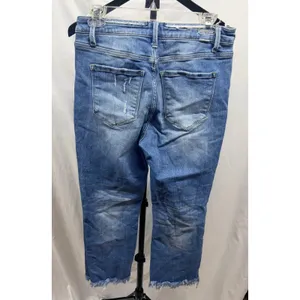 RIsen Jeans Women's Distressed Hi-Rise Medium Wash Raw Hem Bot Crop Jean Sz 29 thumbnail 5