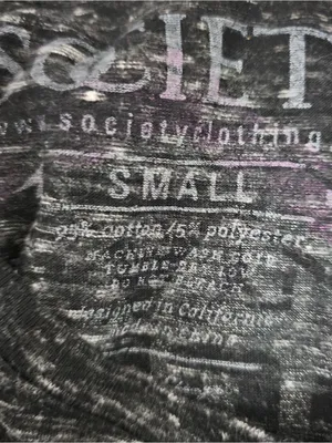 Buckle Society Graphic Tee Small Black Pink Burnout Fitted Y2K Grunge Streetwear thumbnail 6