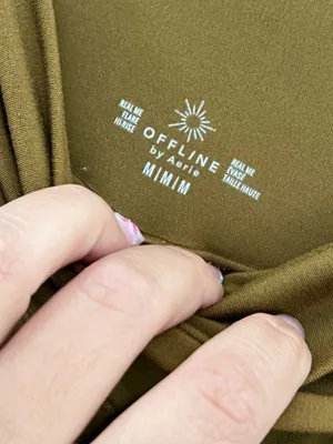 Aerie OFFLINE Real Me Olive Brown Crossover Flare Yoga Leggings Athleisure Sz M thumbnail 5