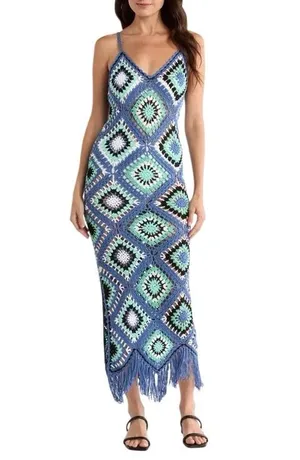 Elan Aleki Crochet Maxi Cover Up Dress Medium thumbnail 3