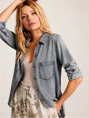 Anthropologie Cloth & Stone Chambray Button Down Shirt XS thumbnail 1