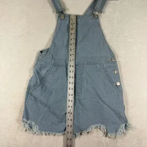 Free People Hickory Stripe Denim Overall Mini Dress Blue White Pinstripe Size 0 thumbnail 4