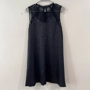 NWT Lulus Evidently in Love Black Floral Embossed Satin Swing Dress MEDIUM‎ thumbnail 6