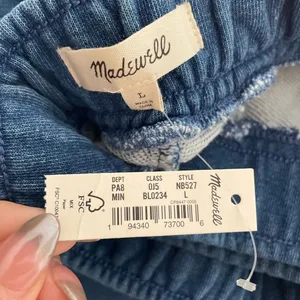 Madewell Indigo Terry‎ Tapered Sweatpants Size Large NEW thumbnail 4