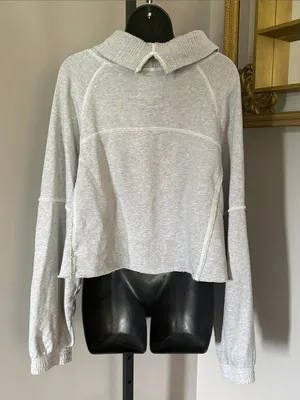 Aerie Large Gray New Heights Turtleneck Cropped Sweatshirt Funnel thumbnail 3