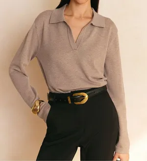 Commense Leisure Collared Pullover Sweater size small Tan thumbnail 1