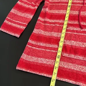 Sunday Boho Womens Hoodie Red White‎ Striped Lace Up Pullover Size 1X thumbnail 2