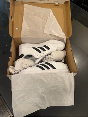 New in box Adidas White Sneakers with Black Stripes thumbnail 1