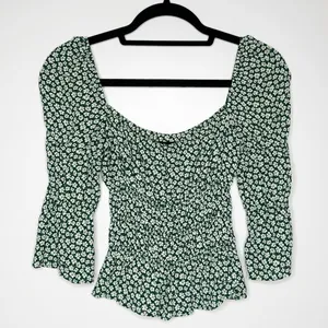 Reformation Ayla Smocked Floral Top Women's Green Size Medium thumbnail 3