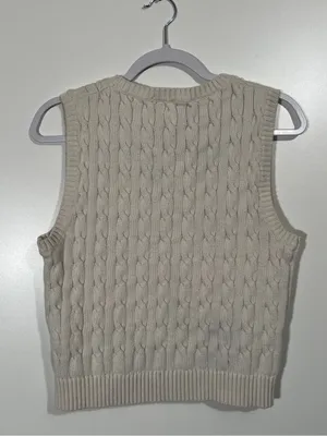 J. Crew Cotton Sweater Vest in Off-White Size Medium thumbnail 4