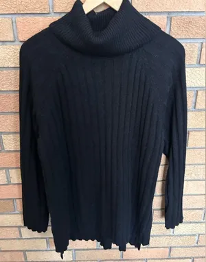 SANCTUARY Ribbed Long Sleeve Turtleneck Knit Sweater Acrylic Black Women’s Large thumbnail 1