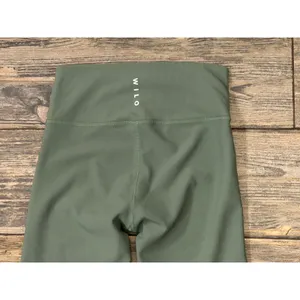 Wilo‎ The Label Sage Green Ribbed High Waisted Leggings White Piping Size Medium thumbnail 10